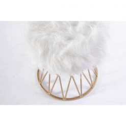 Fabulaxe Round Gold Metal Stool with White Fur Top -Kitchen & Dining Furniture Sales Store Quickway20Imports20Inc 637415xx6b6038