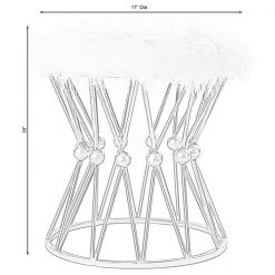 Fabulaxe Round Gold Metal Stool with White Fur Top -Kitchen & Dining Furniture Sales Store Quickway20Imports20Inc 637417xx4f94dc