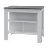 Sego Lily Lindon Kitchen Island in White with Smokey Oak Top
