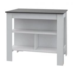 Sego Lily Lindon Kitchen Island in White with Smokey Oak Top