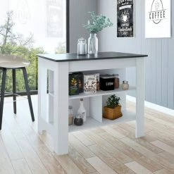Sego Lily Lindon Kitchen Island in White with Smokey Oak Top -Kitchen & Dining Furniture Sales Store RST20Brands20LLC SLxxKISLxx1xxWHTASHxxmainxx02xx324a2d
