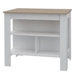 Sego Lily Lindon Kitchen Island in White with Oak Top