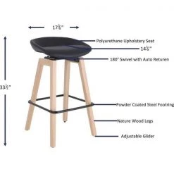 Lorell Guest Stool, Low-back, Wood Legs, 17-3/8"x14-1/8"x33-1/2", BK -Kitchen & Dining Furniture Sales Store S.P.20Richards20Company 5b6453f7ae6c6613a54ba3c67dbce4bdxx21fc27