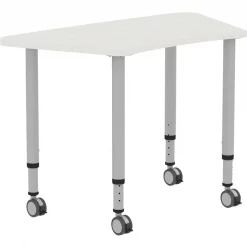 Trapezoid Lorell Height-adjustable Trapezoid Table, 23.62 W, 48 L, 33.62 H, Laminate Top, Grey