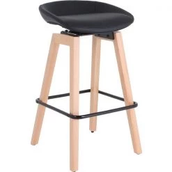 Lorell Guest Stool, Low-back, Wood Legs, 17-3/8"x14-1/8"x33-1/2", BK