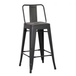 AC Pacific ACBS02-30-MB 30 in. Costal Metal Barstool with Bucket Back - Matte Black; Set of 2