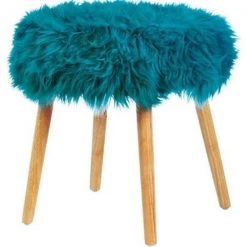 Comfortcreator Faux Fur Foot Stool; Turquoise