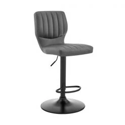 Armen Living LCBABABLGR Bardot Adjustable Gray Faux Leather Swivel Bar Stool