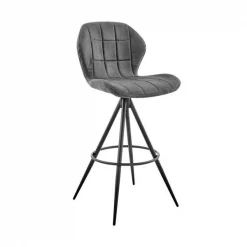 Armen Living LCCTBACH26 26 in. Catalina Counter Height Bar Stool in Charcoal Fabric & Black Finish