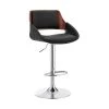 Armen Living LCCYBAWABL Colby Adjustable Black Faux Leather & Chrome Finish Bar Stool