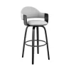 Armen Living LCDXBABLGR30 30 in. Daxton Gray Faux Leather & Black Wood Bar Stool