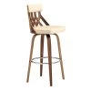 Armen Living LCCXBAWACR26 26 in. Crux Swivel Bar Stool; Cream Faux Leather & Walnut Wood