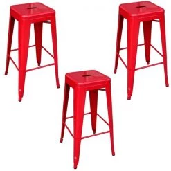 Ameri Home BS030R3PK 30 in. Loft Red Metal Bar Stool - 3 Piece