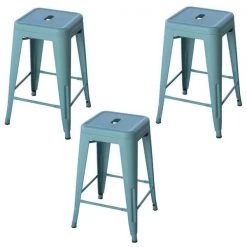 Ameri Home BS24T3 24 in. Loft Teal Metal Bar Stool - 3 Piece