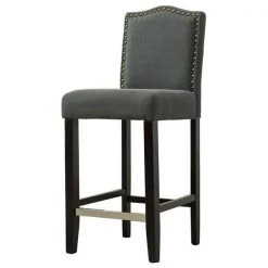 Best Master Furniture 5089 29 Dark Gray 29 in. Lindon Upholstered Bar Stools; Dark Gray - Set of 2