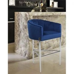 Chic Home FBS9610-US Modern Contemporary Ivah Bar Stool Chair; Navy