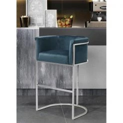 Chic Home FBS9604-US Modern Contemporary Emery Bar Stool Chair; Teal