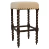 Carolina Cottage 3664-ESLN 30 in. Remick Bar Stool; Espresso & Linen -Kitchen & Dining Furniture Sales Store Unbeatablesale20Inc CRLNC1023xx650xx52d1da