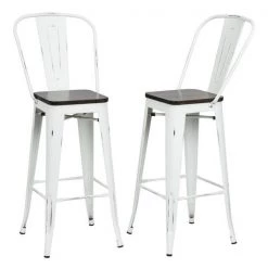 Carolina Cottage TH-1730-MAWELM 30 in. Ash Wood Seat Bar Stool; Matt White & Elm - Set of 2