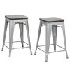 Carolina Cottage TH-2416-SLVELM 24 in. Cormac Square Counter Stool; Silver & Elm - Set of 2 -Kitchen & Dining Furniture Sales Store Unbeatablesale20Inc CRLNC1137xx650xx6415c2
