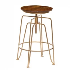 Carolina CF1515-ELMGLD Holman Adjustable Stool; Elm & Gold