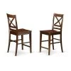 East West Furniture QUS-MAH-W Quincy Counter Height Stools with X-Back in Mahogany Finish - Set of 2