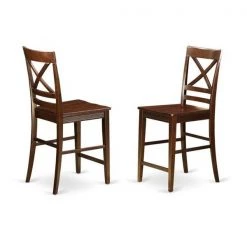 East West Furniture QUS-MAH-W Quincy Counter Height Stools with X-Back in Mahogany Finish - Set of 2