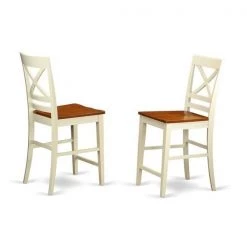 Fasttackle Quincy Counter Height Stools with X-Back in Buttermilk And Cherry Finish - Set of 2