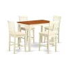 East West Furniture YAVN5-WHI-C Counter Height Dining Room Table & 4 Chair; White Finish -Kitchen & Dining Furniture Sales Store Unbeatablesale20Inc EWF2801xx1200xxb55986
