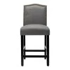 Lsspaid OW-LSS929Z-GRAY 24 in. Counter Height Full Back Fabric Upholstered Bar Stool with Nailhead Trim; Grey - Set of 2 -Kitchen & Dining Furniture Sales Store Unbeatablesale20Inc GHFR022xx650xxd815f2