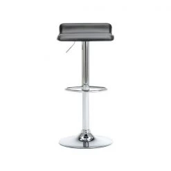 Lsspaid TF944-BLACKX4 PU Leather Upholstered Adjustable Height Swivel Bar Stool with Chrome Base & Built-in Footrest; Black - Set of 4