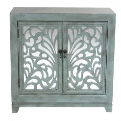 Heather Ann Creations W192550M-BLUE Marrakesh 2-Door Sideboard with Mirror Inserts - French Blue