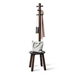 Umbra 1014257-048 Pillar Stool & Coatrack; Black & Walnut