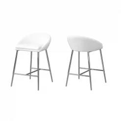 Monarch I 2296 Barstool - 2 Piece; White; Chrome Base & Counter Height