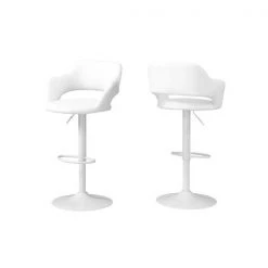 Monarch I 2382 Barstool - White & White Metal Hydraulic Lift