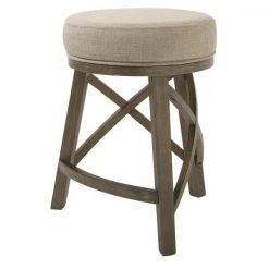 Ashton Shoreline Brands NH101054-FCS-WV Kinsley 25 in. Counter Height Stool with Erin Cream Fabric with Swivel - Vintage Smoke