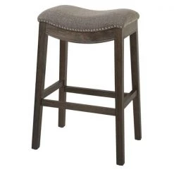 Ashton Shoreline Brands NH100153-FBS-WG Sadie 30 in. Bar Height Stool with Erin Cobble Fabric - Wire Brushed Weathered Grey