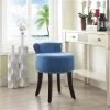 Posh Living Alena Velvet Contemporary Nailhead Trim Rolled Back Vanity Stool - Slate Blue