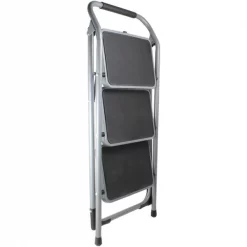 Helping Hand FQ93000 3-Step Folding Step Stool; Grey & Black