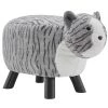 Powell D1230Y19TC 24 x 13.5 x 15 in. Pebbles Tabby Cat Stool in Gret Striped Faux Fur