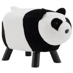 Powell D1230Y19PB 24 x 13.5 x 15 in. Bubsy Panda Bear Stool in Black & White Faux Fur