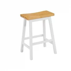Progressive Furniture D878-64 24 x 18 x 14 in. Christy Counter Stools - Oak & White; Set of 2
