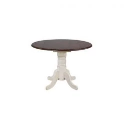 Sunset Trading DLU-ADW4242CB-AW Round Drop Leaf Pub Table - Antique White with Chestnut Top
