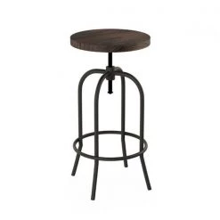 Lavish Homes Lavish Home 80-FSTL-5 Swivel Bar Stool - Adjustable Backless Bar or Counter Height Kitchen Stool-Metal; Dark Walnut Stained Seat & Coffee Colored Legs