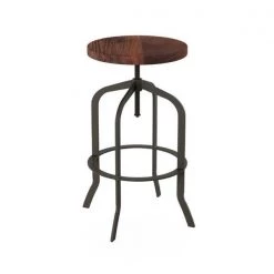 Lavish Homes Lavish Home 80-FSTL-6 Swivel Bar Stool - Adjustable Backless Bar or Counter Height Kitchen Stool-Metal; Dark Walnut Stained Seat & Coffee Colored Legs