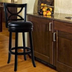 Lavish Home 75-PB29B Swivel Wood Bar Stool with Back; Black