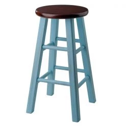 Winsome 65224 Ivy 24 in. Counter Stool; Walnut & Light Blue
