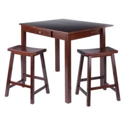 Winsome Wood 94804 Perrone Set High Table with Saddle Seat Stools - 3 Piece