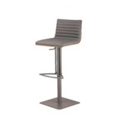 Armenartfurniture Armen Art Furniture LCCASWBAGRBA Cafe Adjustable Gray Metal Barstool; Gray Pu with Walnut Back
