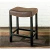 Armen Art Lcmbs013Bawr26 Mbs-013 Tudor Backless 26 Stationary Barstool Covered In A Wrangler Brown Fabric With Nailhead Accents